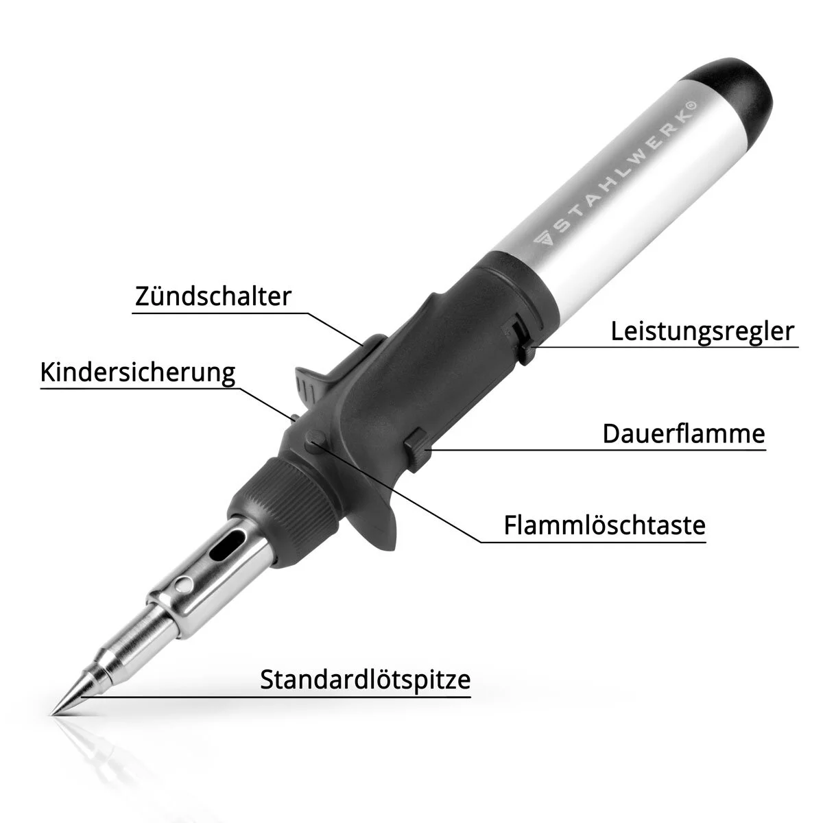 loetstation loetgeraet loetkolben loetabsaugung loetkolbenspitzen loetkolbenreiniger loetpaste glk500st7 Gas Soldering Iron -Stahlwerk 3-in-1 Gas Soldering Iron Kit - Image 7